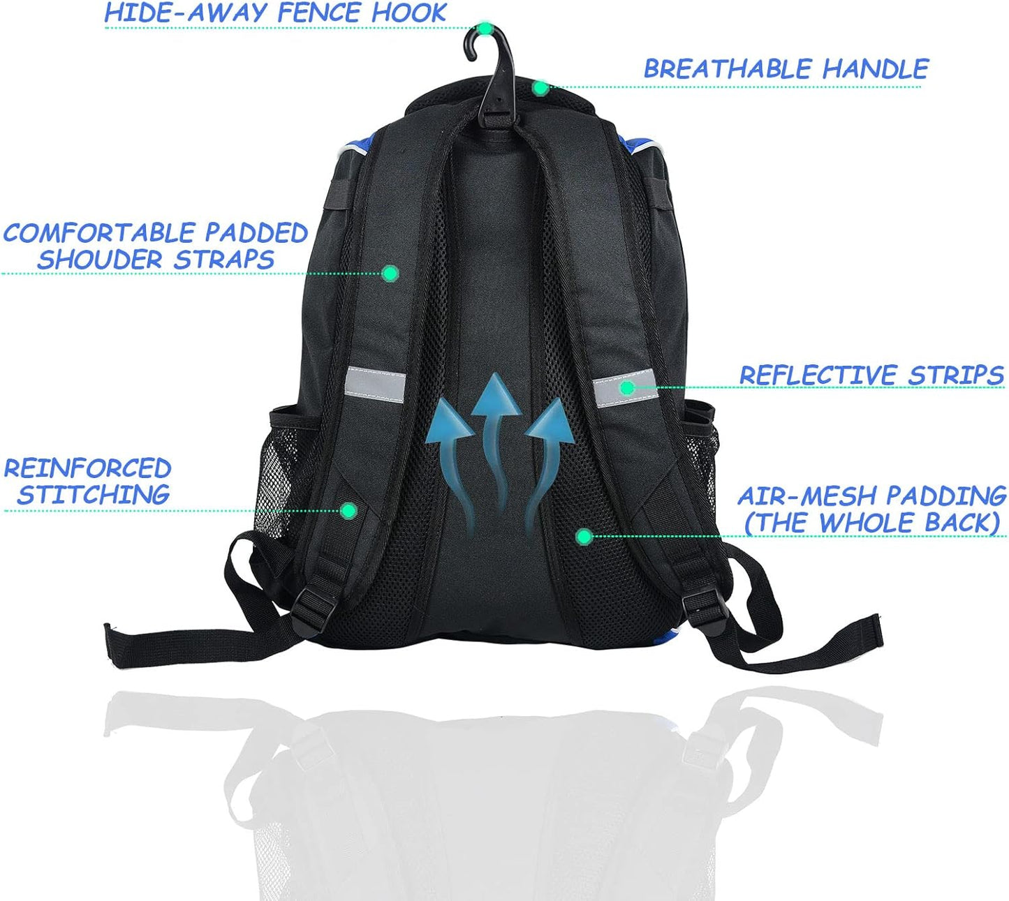 | Youth Baseball Bag - Bat Backpack for Baseball, T-Ball & Softball Equipment & Gear, Bat & Glove Holder, Large Main Compartment for Helmet & Accessories, Separate Shoes Compartment, Fence Hook