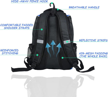 | Youth Baseball Bag - Bat Backpack for Baseball, T-Ball & Softball Equipment & Gear, Bat & Glove Holder, Large Main Compartment for Helmet & Accessories, Separate Shoes Compartment, Fence Hook